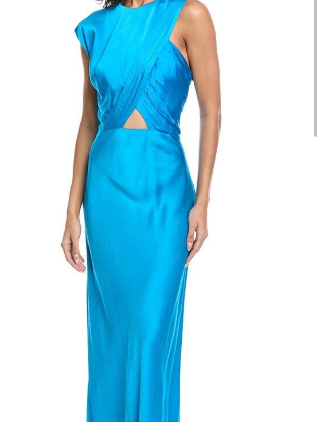 Sandro Vibrant Turquoise One-Shoulder Cutout Maxi Dress